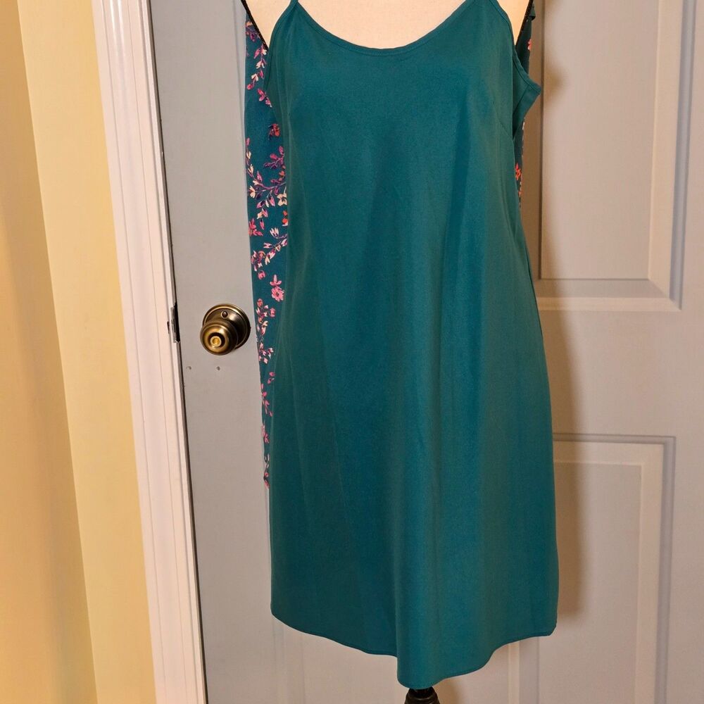 Nanette Lepore Teal Floral Sleeveless Pintuck Button Up A Line Dress Size 6 - Picture 7 of 13